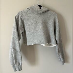 TNA Cropped Grey Hoodie - Lightweight Pullover